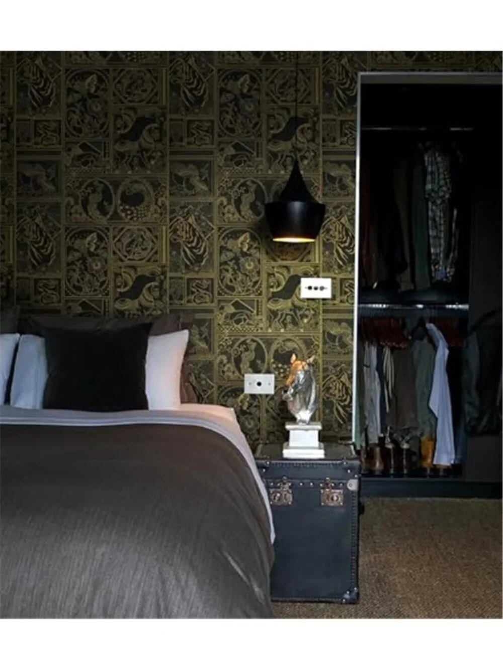 Black Gold Peel Stick Wallpaper Vintage Animal Tiger Peacock Self Adhesive Vinyl